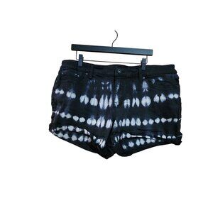 Torrid Womens Plus Size 20 Black & White Tie-Dye Denim Shorts With Raw Hem